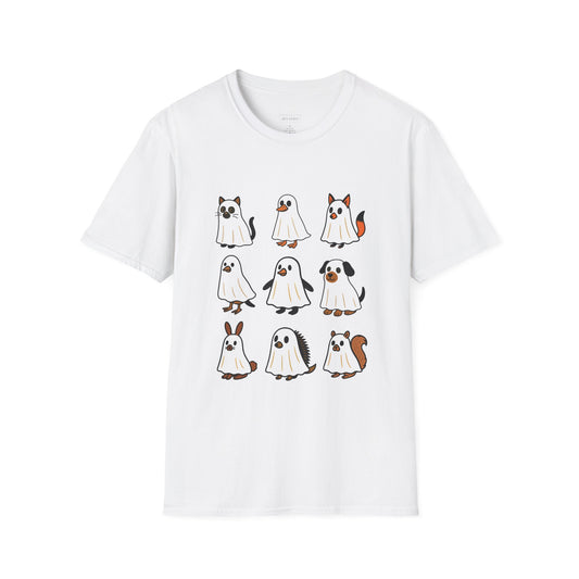 Cute Ghost Cartoon Unisex T-Shirt, Halloween Tee, Pet Lover Gift, Whimsical Shirt, Fun Casual Wear