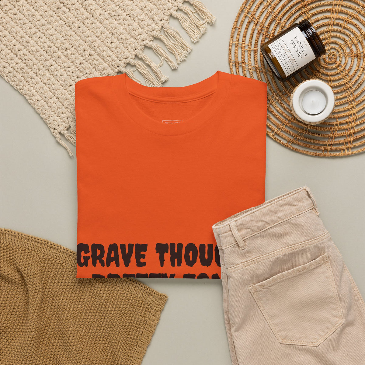 Grave Thoughts Pretty Fonts Tee | Unisex Heavy Cotton T-Shirt for Spooky Season