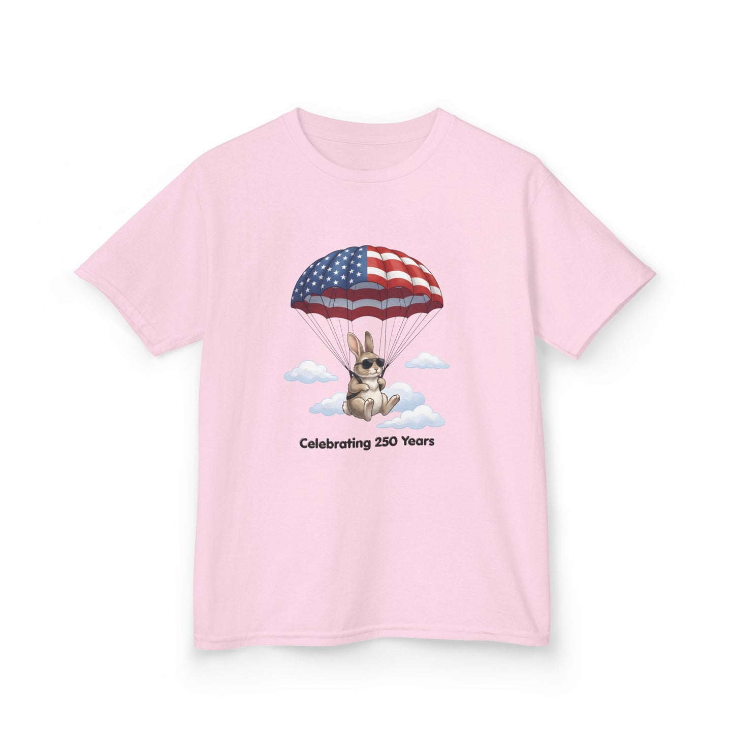 Kids Tee — Bunny with Parachute “Celebrating 250 Years”