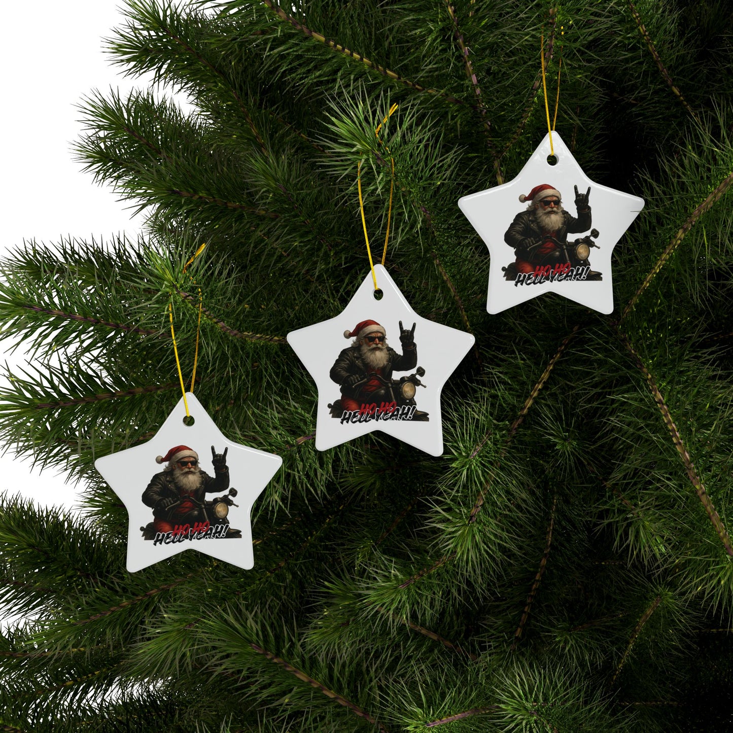Santa Ceramic Ornament — 'Ho Ho Hell Yeah!' Christmas Decoration