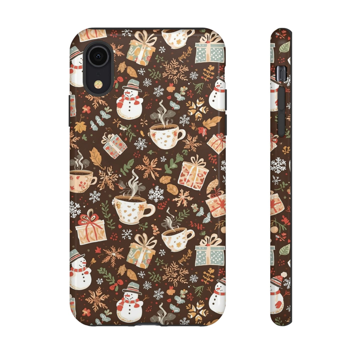 Christmas Phone Case, Winter Holiday Phone Case with Snowmen and Gifts Design for Iphone 17, 16, 15, 14, 13, 12, 11 & Samsung