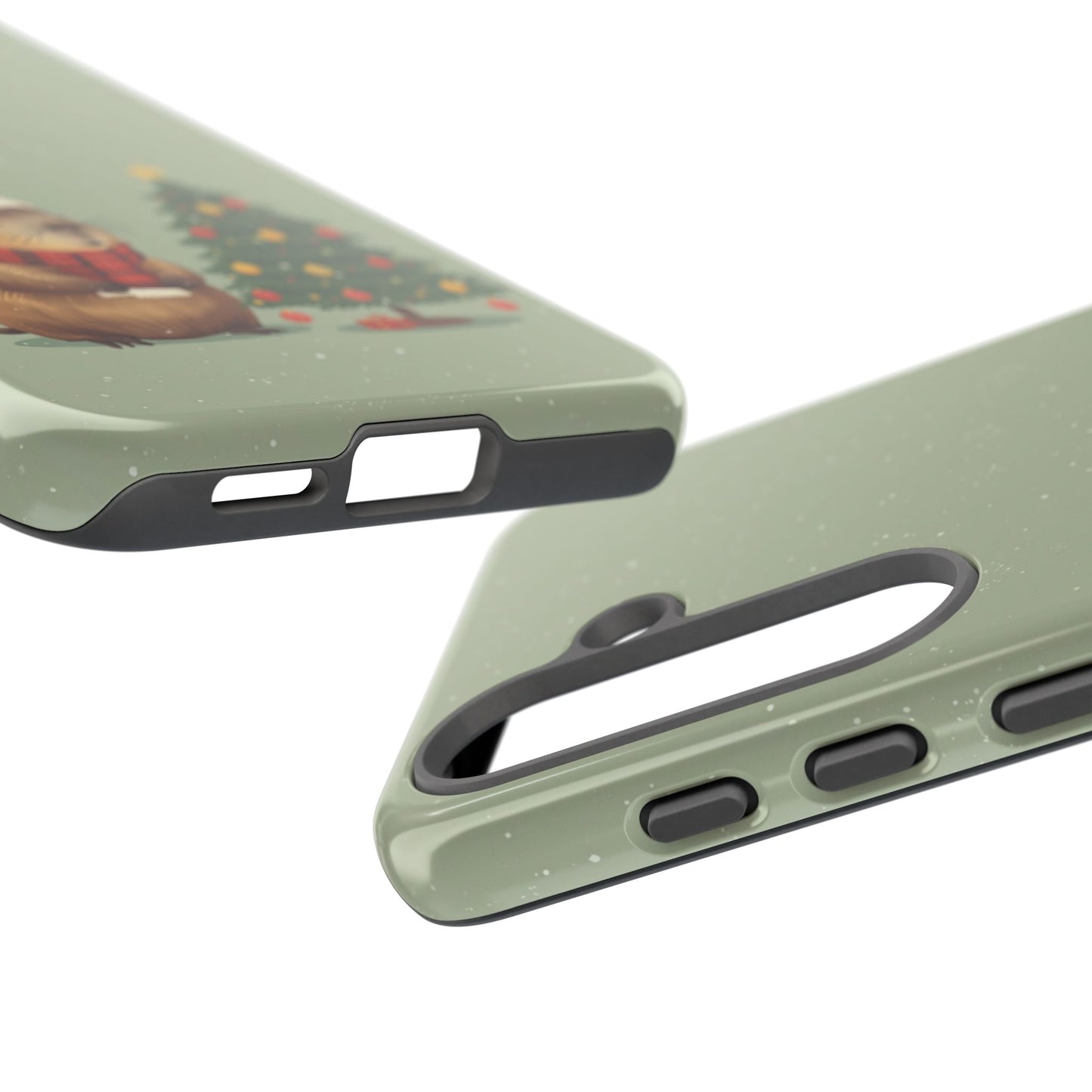 Christmas Phone Case with Capybara Design, Dual Layer Protective Case for Iphone 17, 16, 15, 14, 13 & Samsung