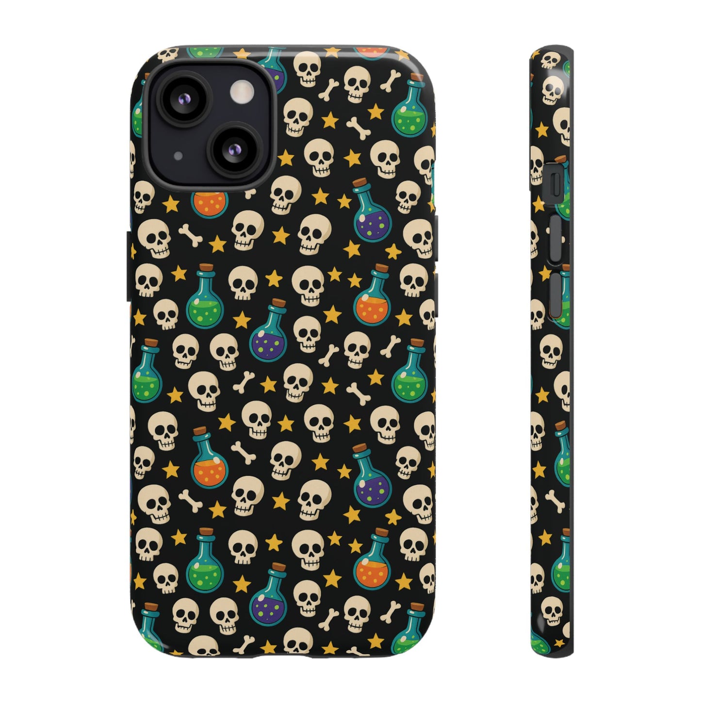 Skull & Potion Phone Case, Trendy Cell Phone Cover, Halloween Gift, Gothic Phone Accessory, Spooky Style Case, Tough Cases