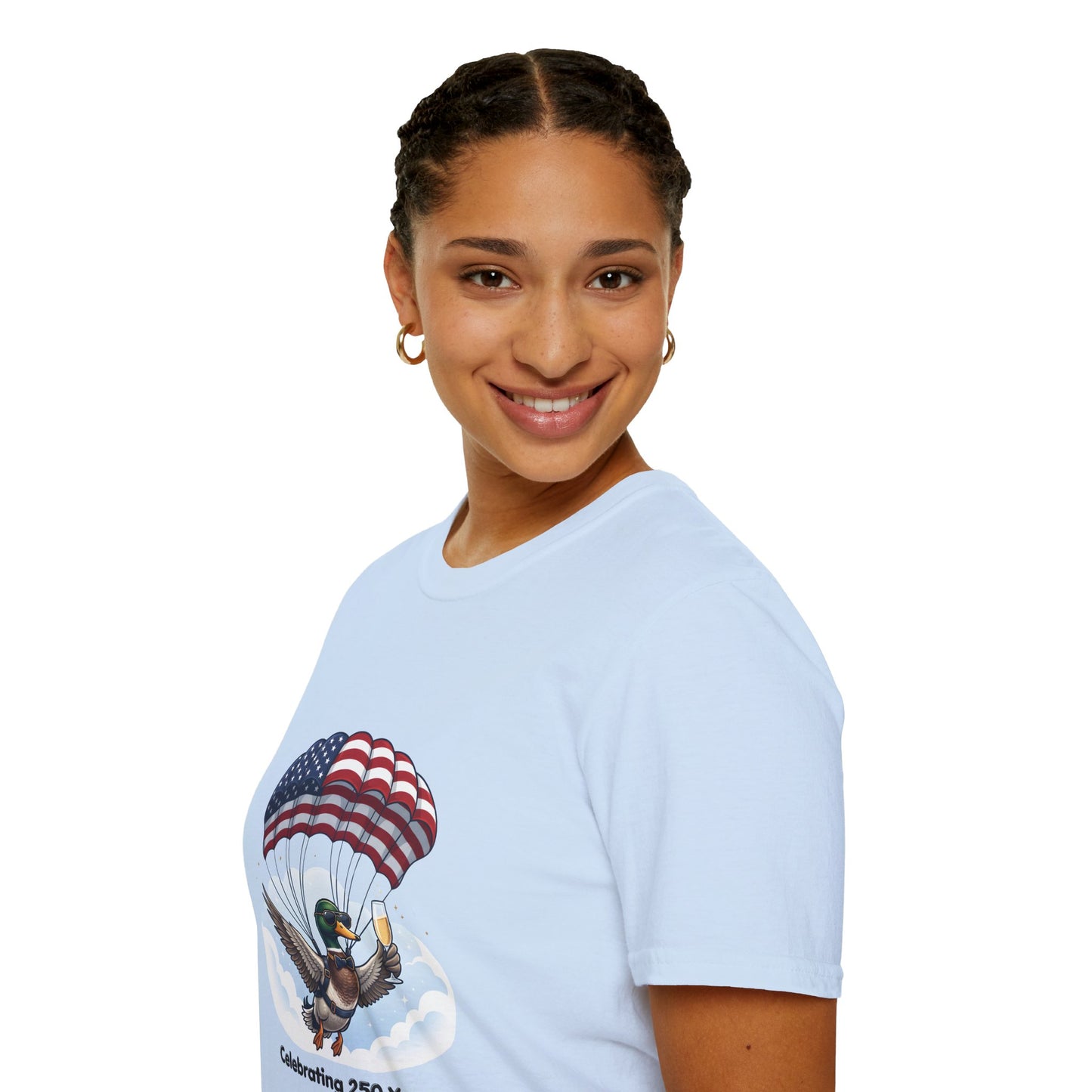 Duck Parachute T-Shirt – Celebrating 250 Years Patriotic Graphic Tee