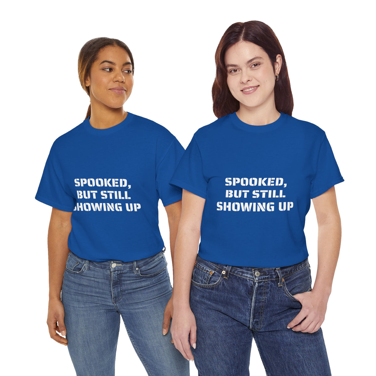 Spooked, But Still Showing Up Unisex Heavy Cotton Tee | Halloween, Funny T-Shirt