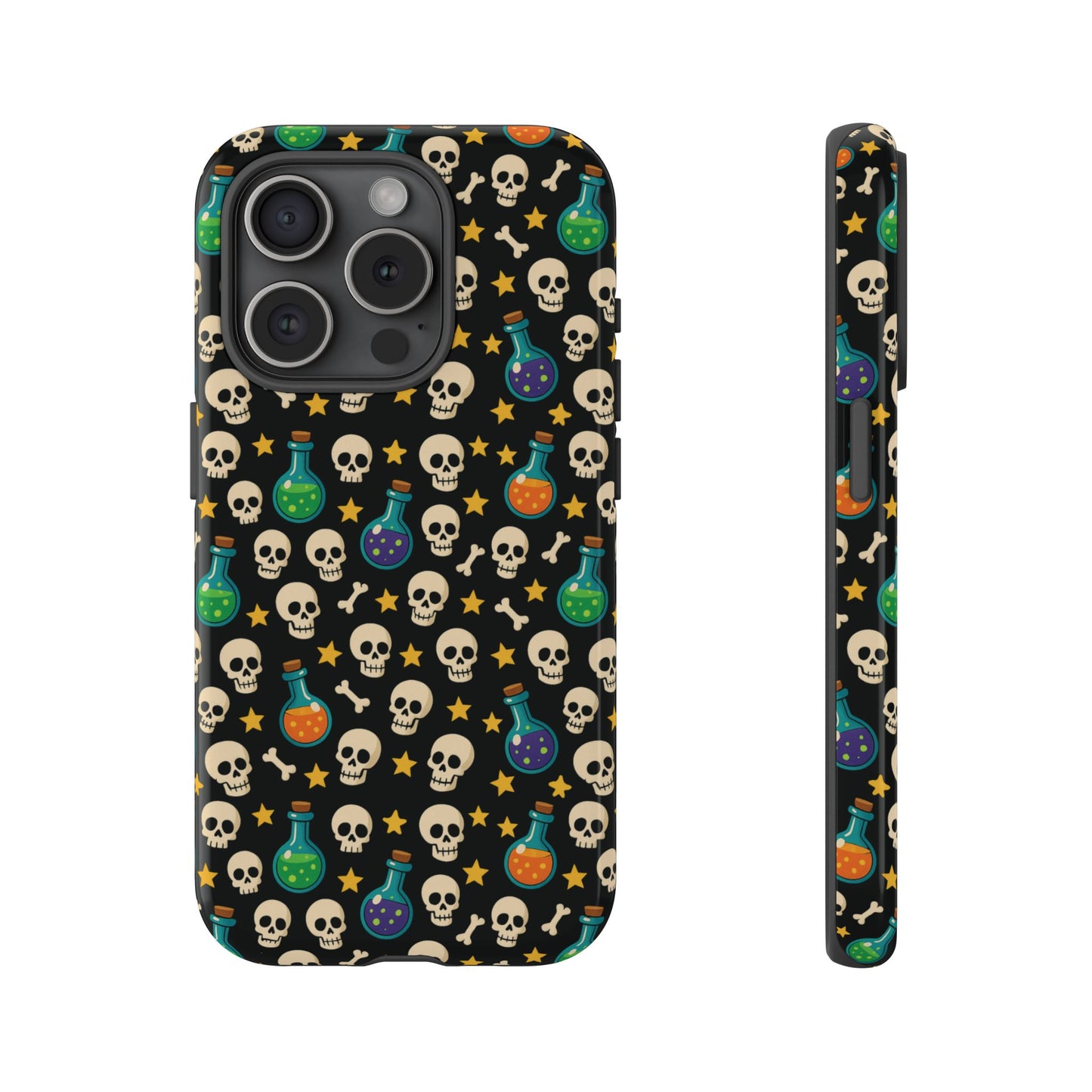 Skull & Potion Phone Case, Trendy Cell Phone Cover, Halloween Gift, Gothic Phone Accessory, Spooky Style Case, Tough Cases