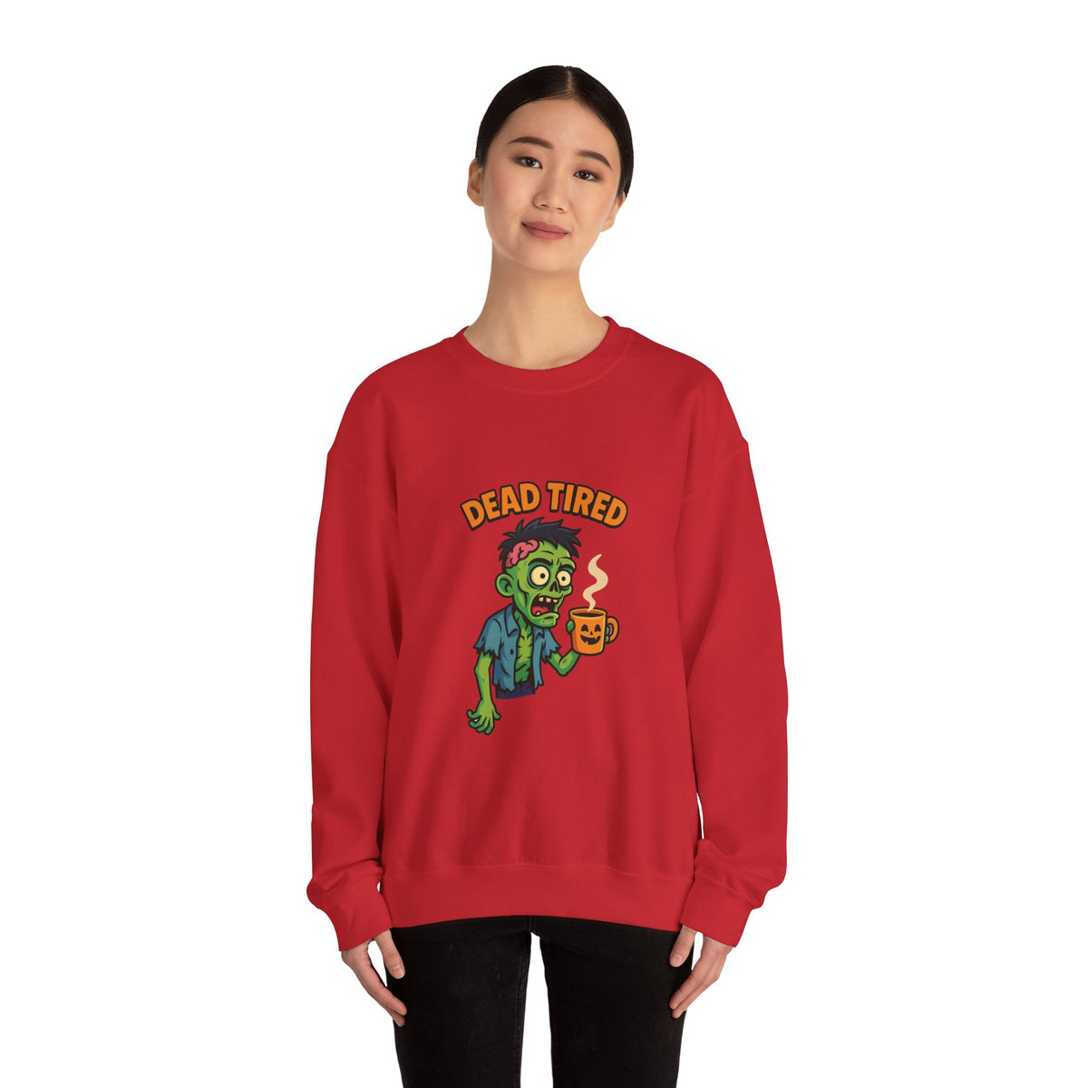 Dead Tired Zombie Sweatshirt, Funny Halloween Crewneck, Spooky Season Apparel