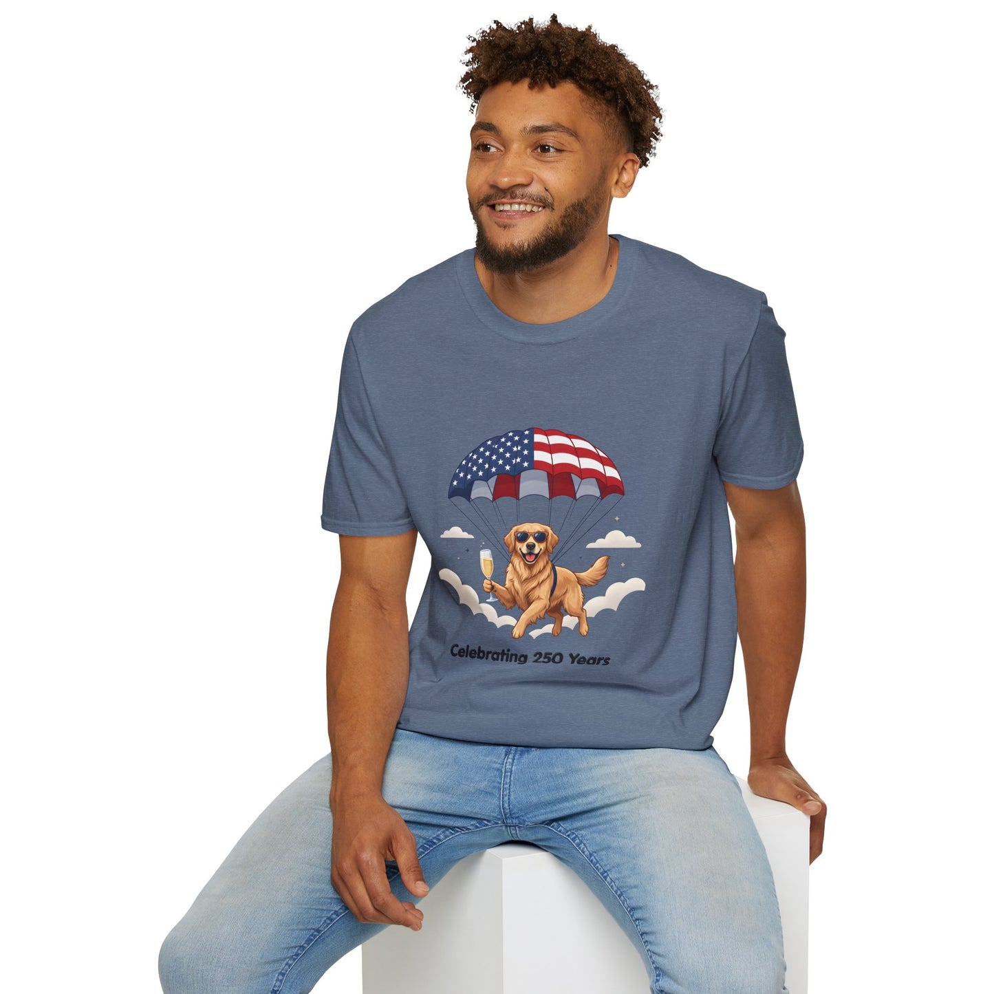 Patriotic Golden Retriever T-Shirt — "Celebrating 250 Years"