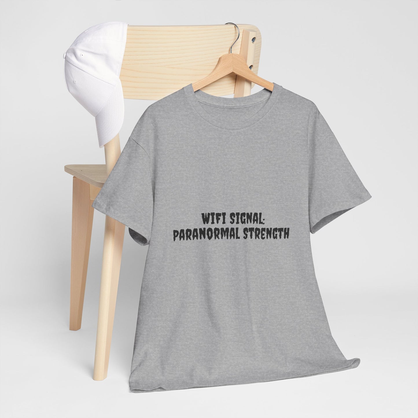 Paranormal Strength Tee, Unisex Heavy Cotton Tee, Funny Wifi Signal T-Shirt, Humor Apparel