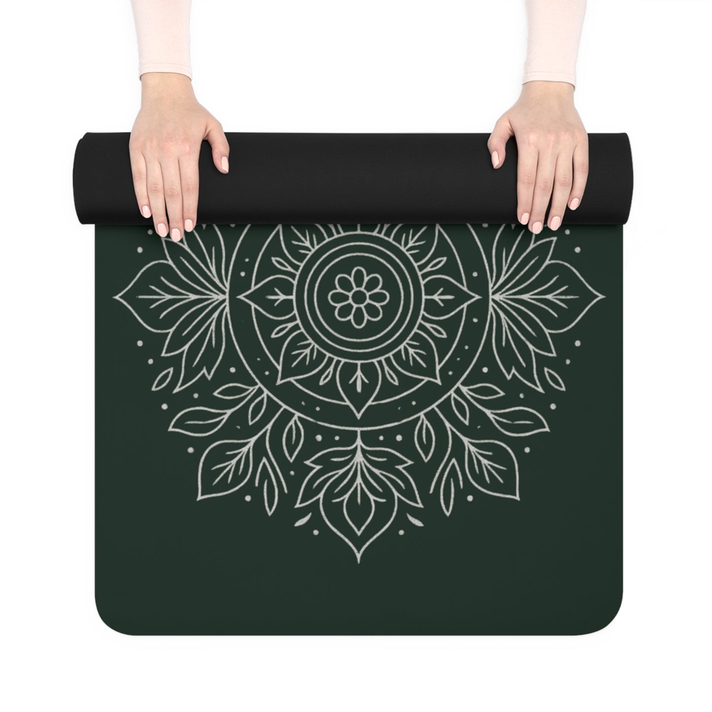 Rubber Yoga Mat with Elegant Mandala Design, Non-Slip Yoga Mat, Eco-Friendly Fitness Mat