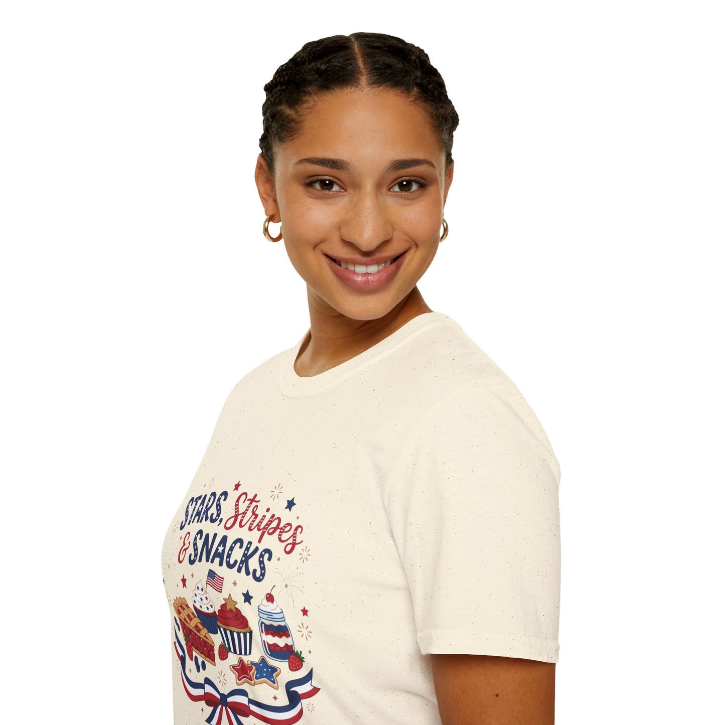 Stars, Stripes & Snacks T-Shirt — 4th of July Patriotic Dessert Tee