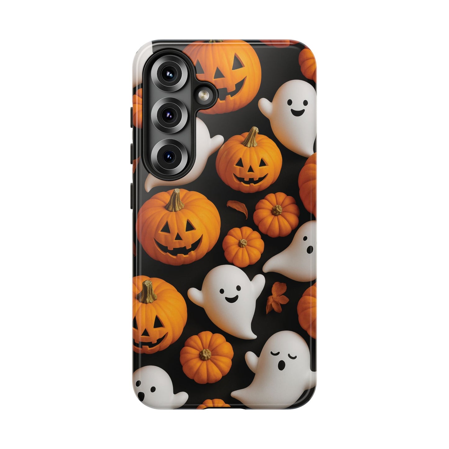 Halloween Phone Case, Spooky Ghosts and Pumpkins Design