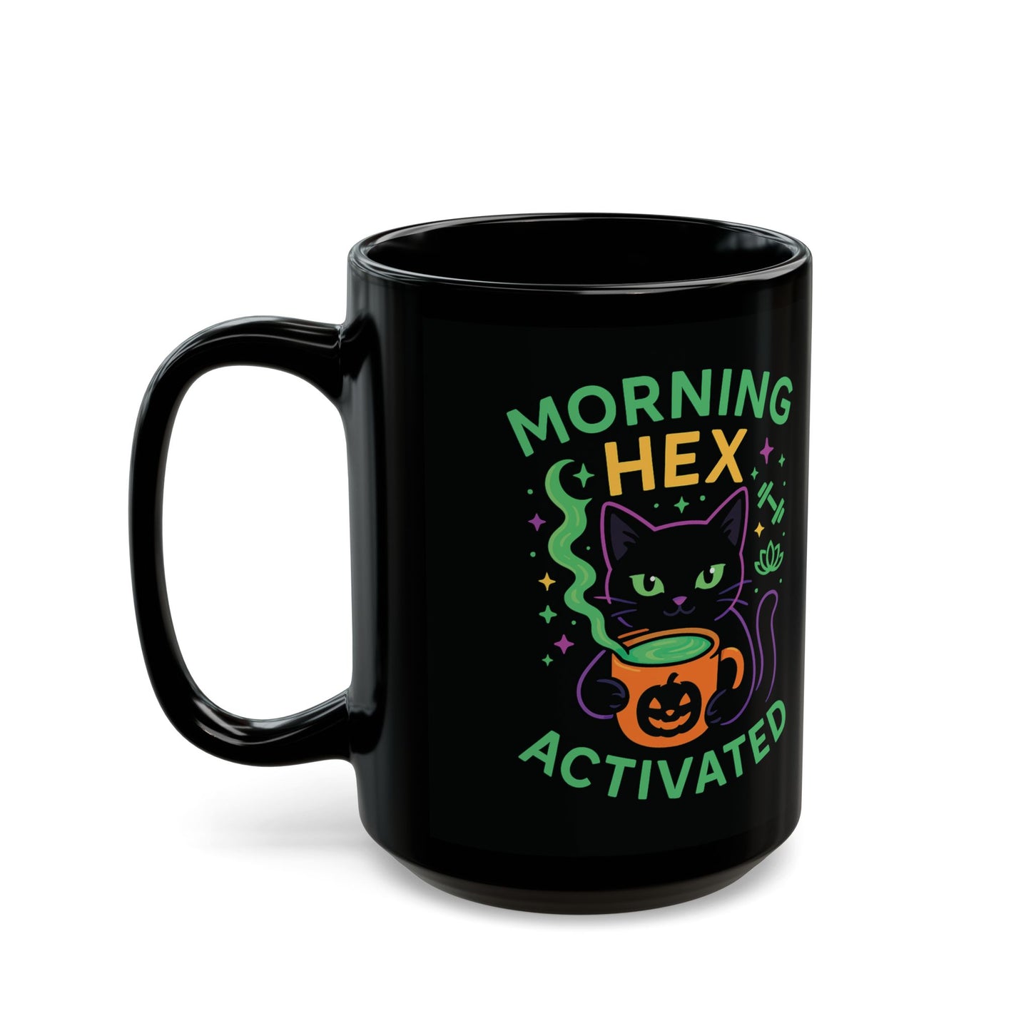 Cat-Themed Mug - Morning Hex Activated, Halloween Decor