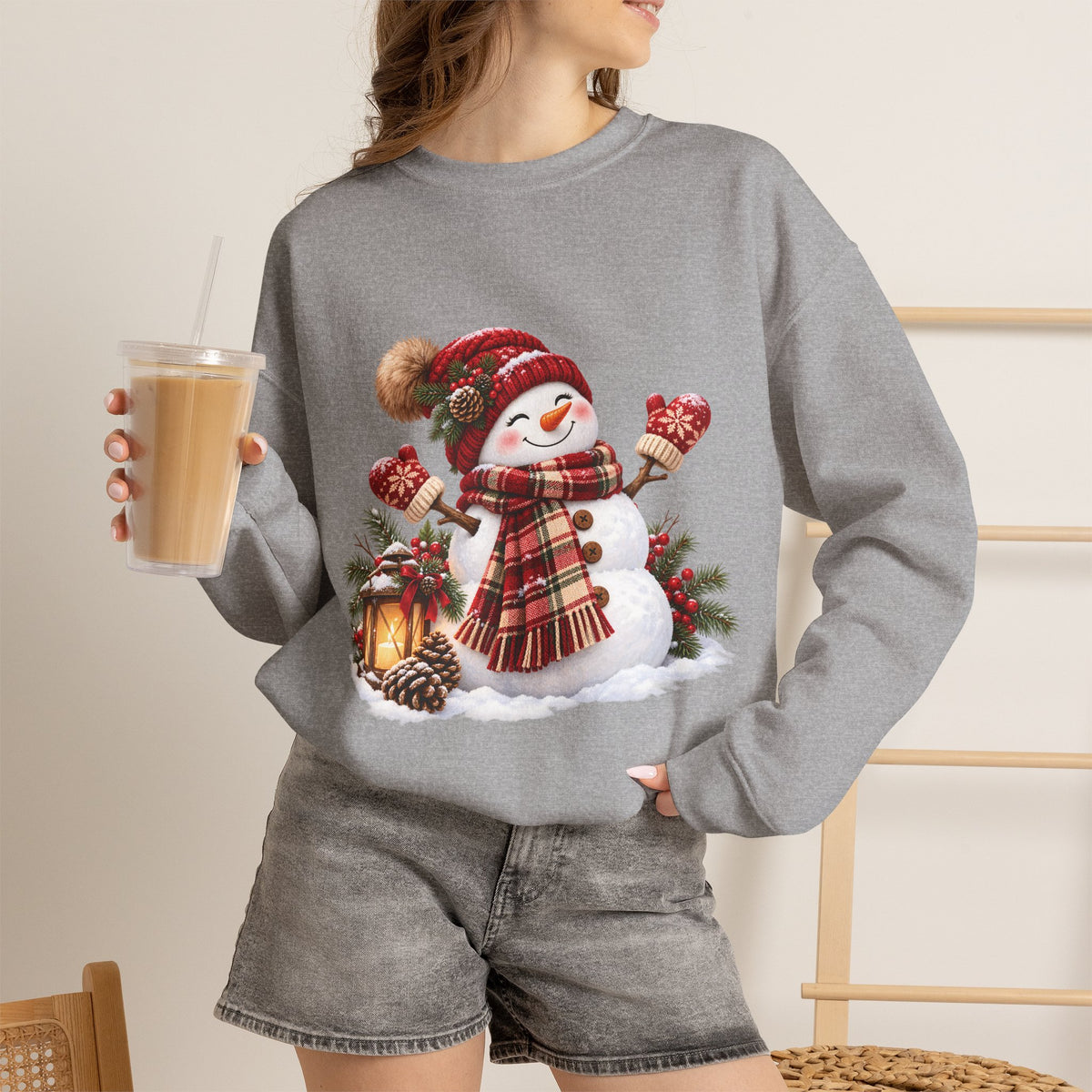 Snowman Holiday Sweatshirt - Cozy Christmas Unisex Sweatshirt