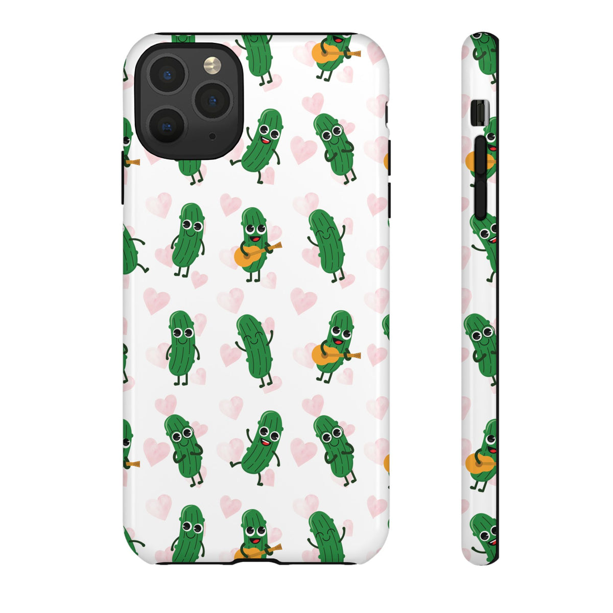 Pickle Pattern Phone Case — Cute Dancing Pickles with Hearts