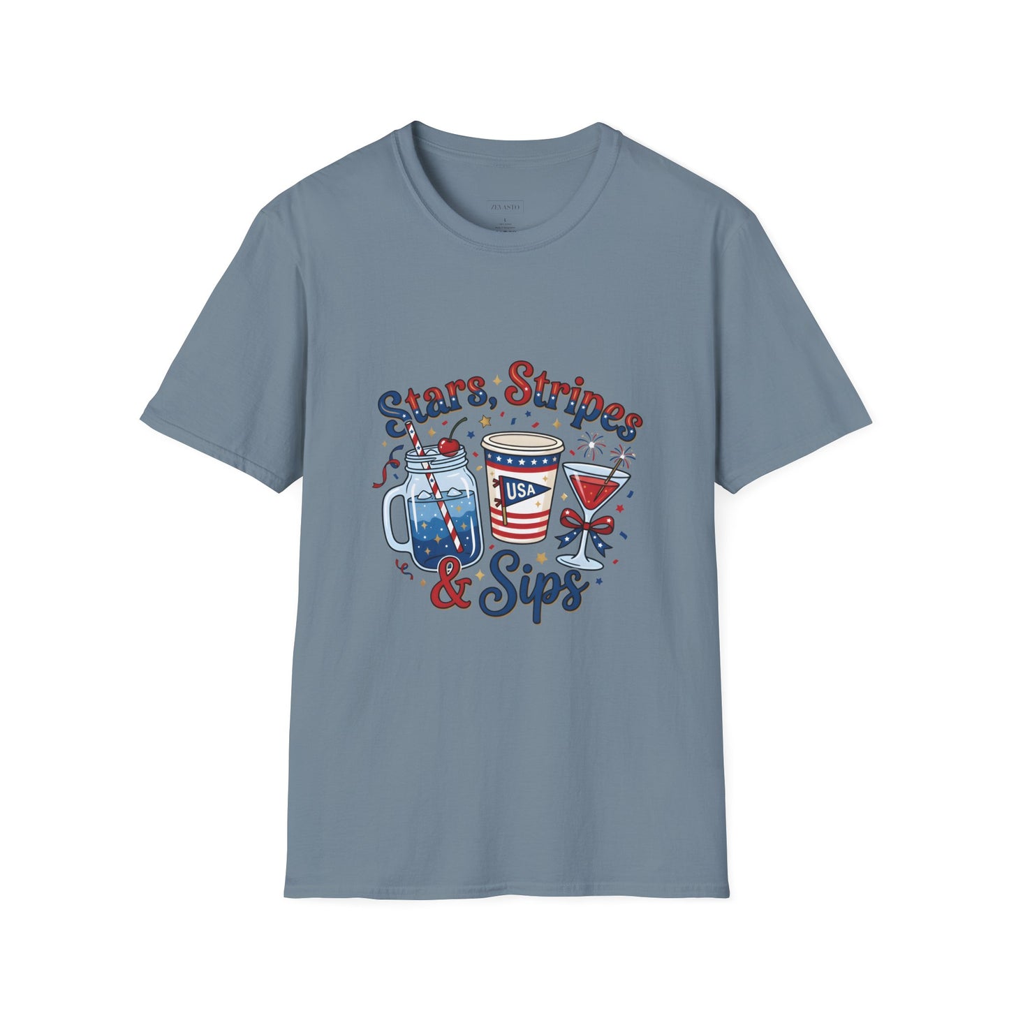Patriotic "Stars, Stripes & Sips" T-Shirt
