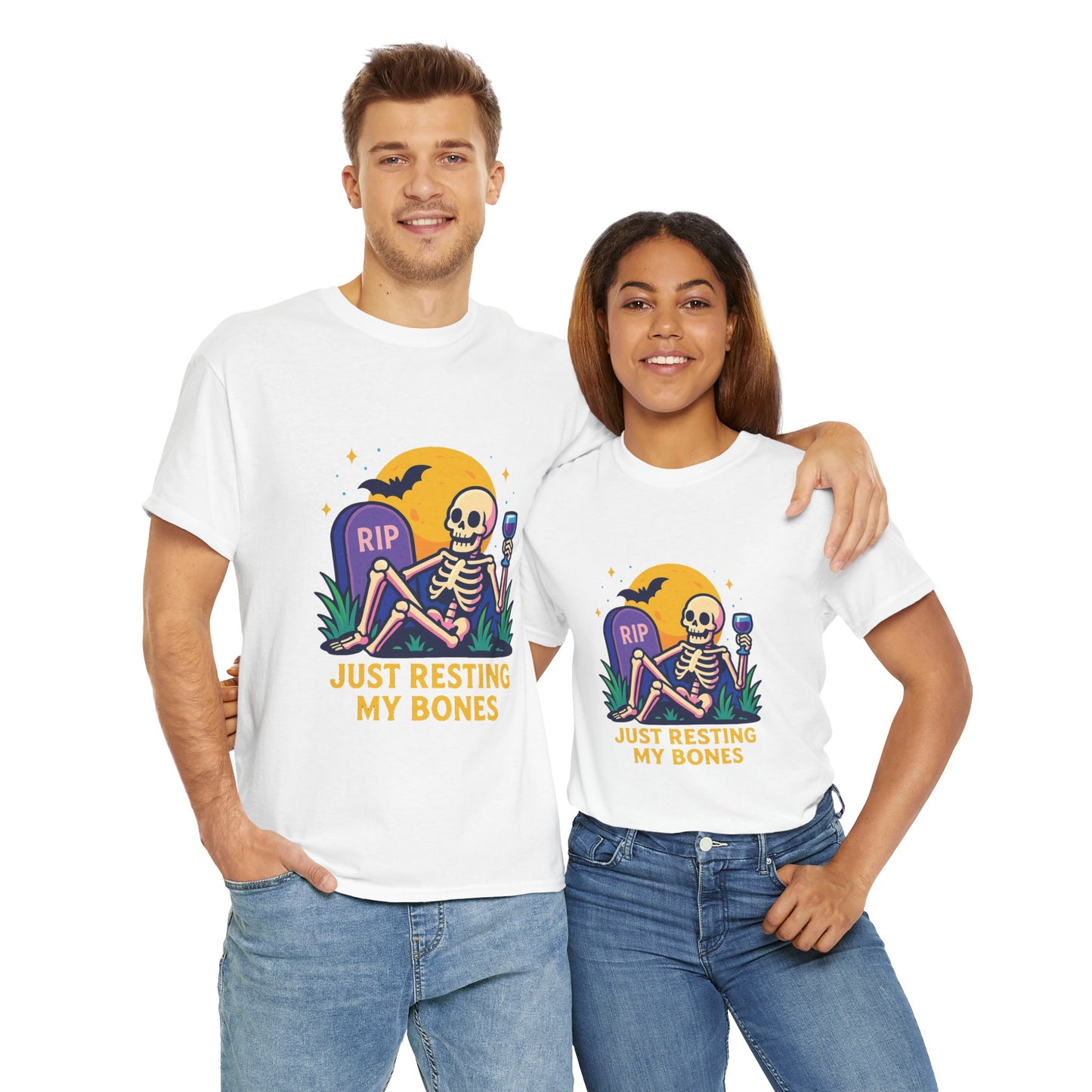Skeleton Tee - Just Resting My Bones, Unisex Halloween Shirt