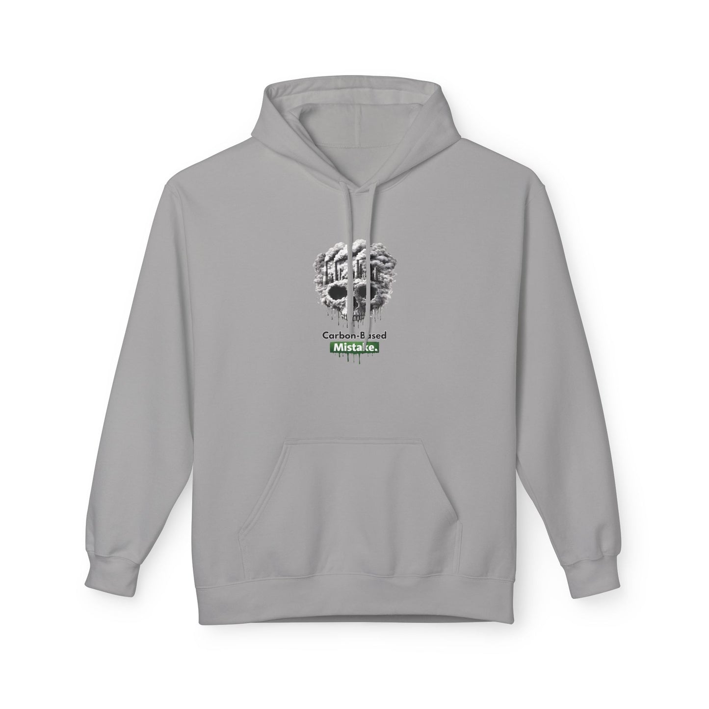 Unisex Hoodie — “Carbon-Based Mistake” Graphic Pullover, Gift for Earth Day, Sarcastic Hoodie