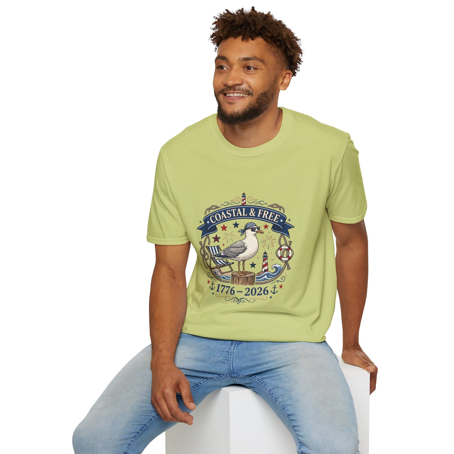 Coastal & Free Seagull T-Shirt — Patriotic 4th of July Tee