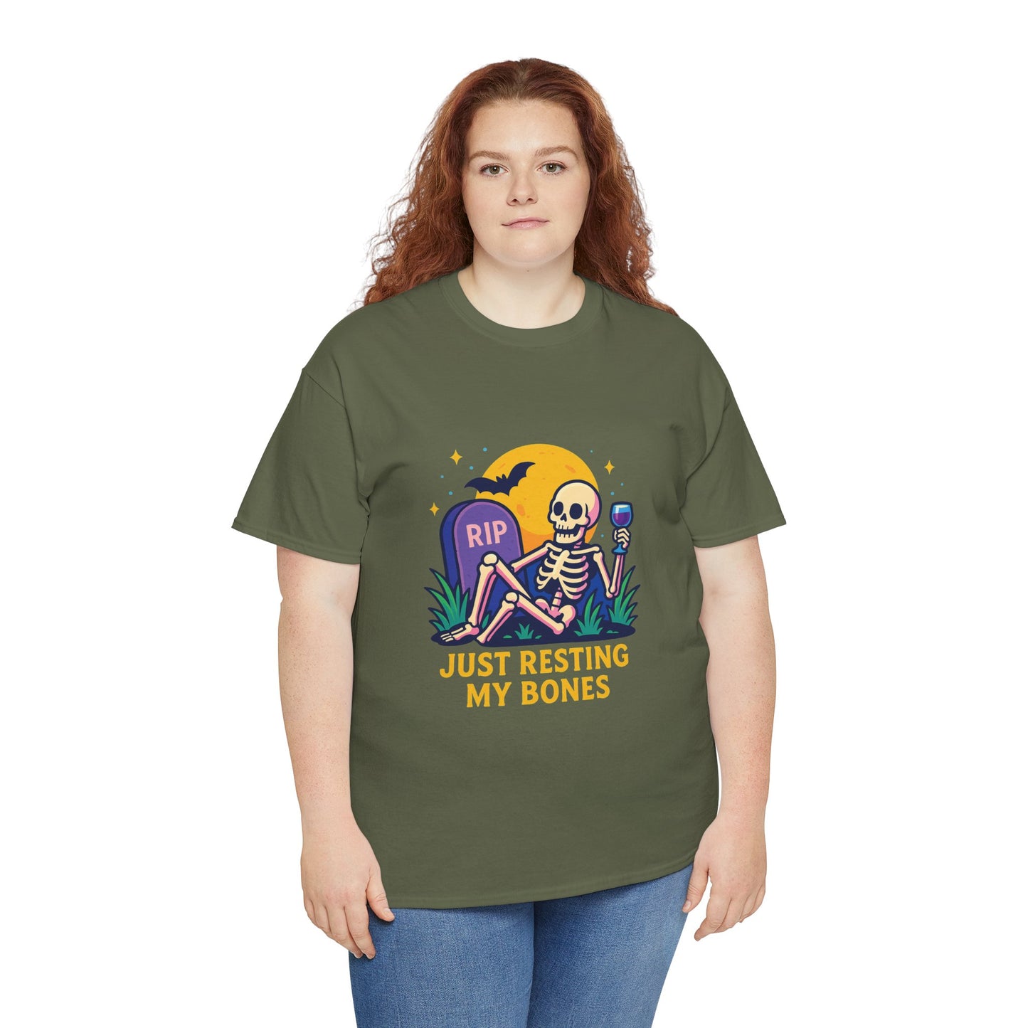 Skeleton Tee - Just Resting My Bones, Unisex Halloween Shirt