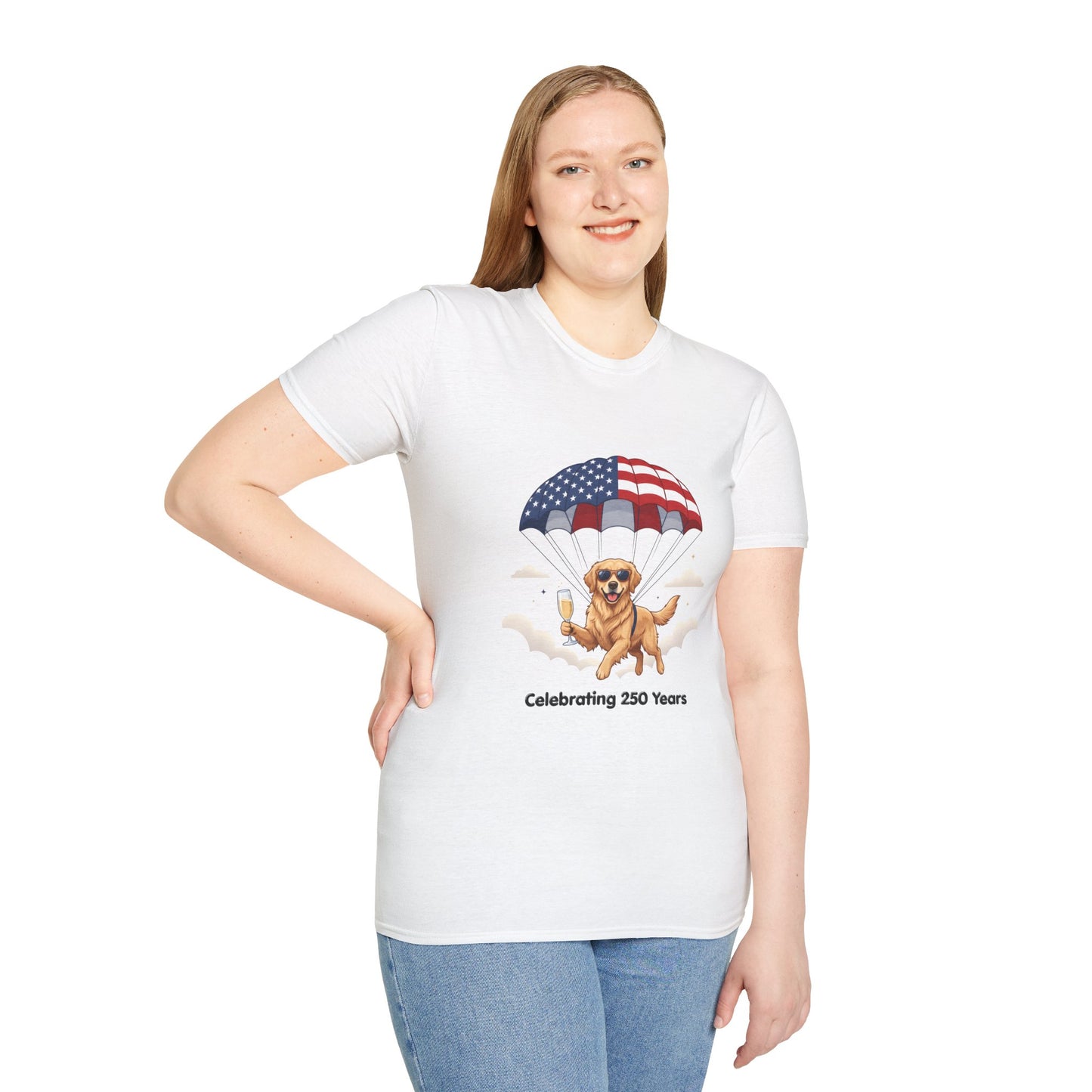 Patriotic Golden Retriever T-Shirt — "Celebrating 250 Years"