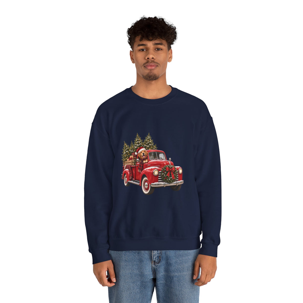 Vintage Red Truck Christmas Sweatshirt, Unisex Sweatshirt