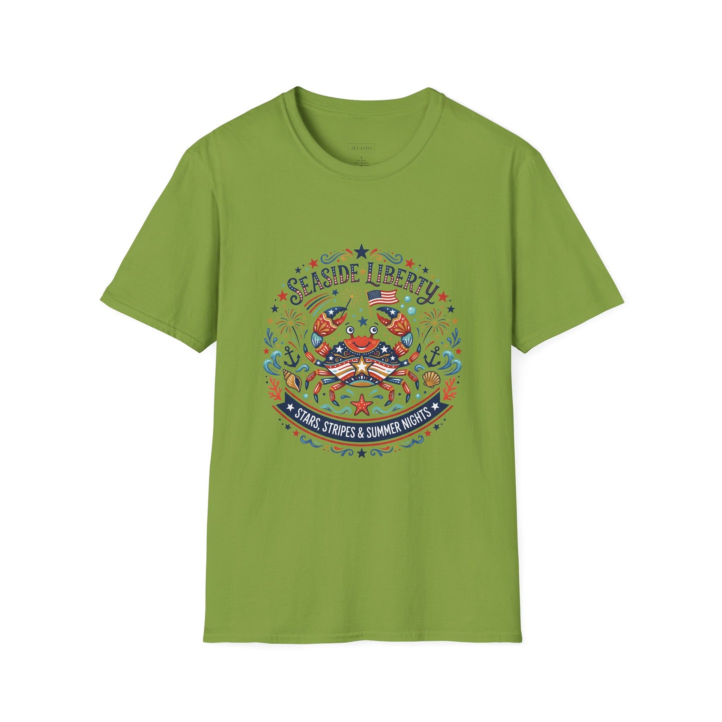 Seaside Liberty Crab T-Shirt — 4th of July Patriotic Summer Beach Tee