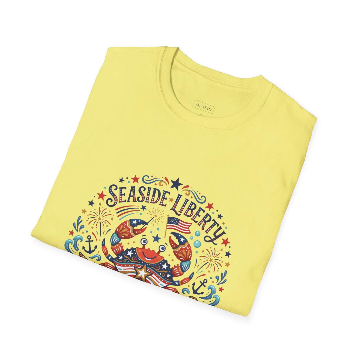 Seaside Liberty Crab T-Shirt — 4th of July Patriotic Summer Beach Tee