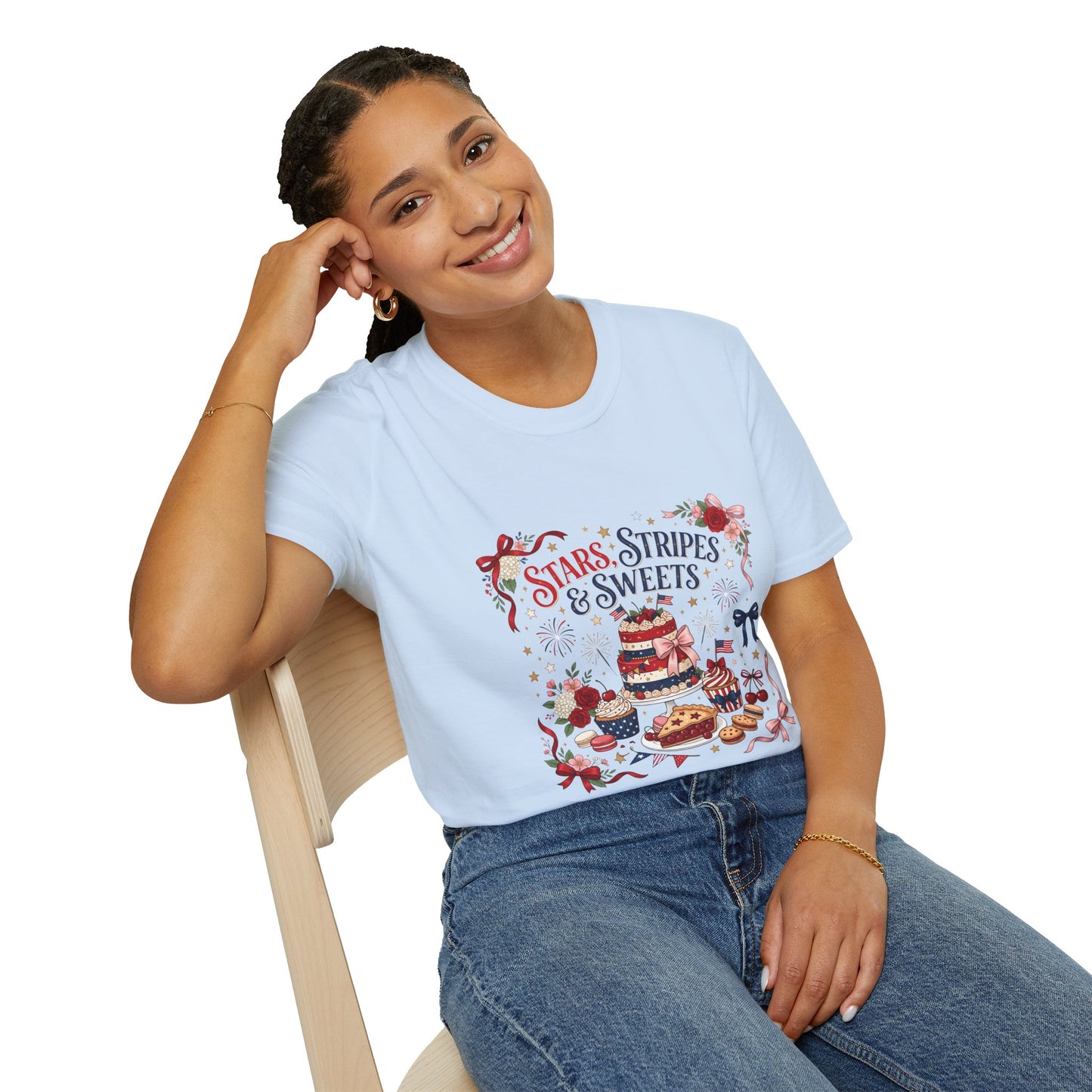 Stars, Stripes & Sweets T-Shirt — Patriotic 4th of July Dessert Graphic Tee