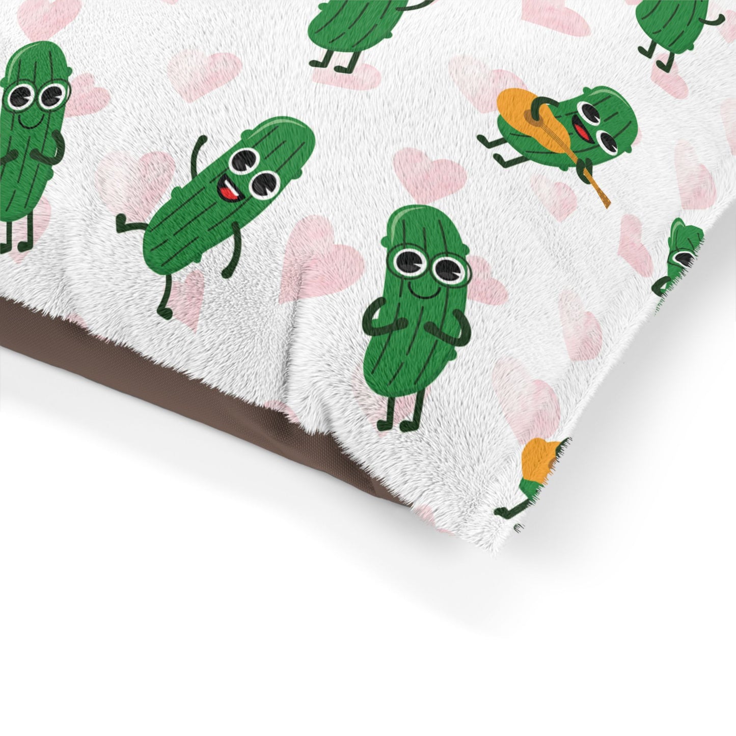 Pickle Pals Pet Bed — Cute Dancing Pickles with Hearts Dog & Cat Cushion