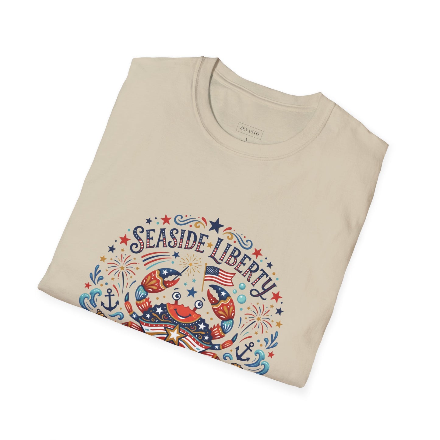 Seaside Liberty Crab T-Shirt — 4th of July Patriotic Summer Beach Tee