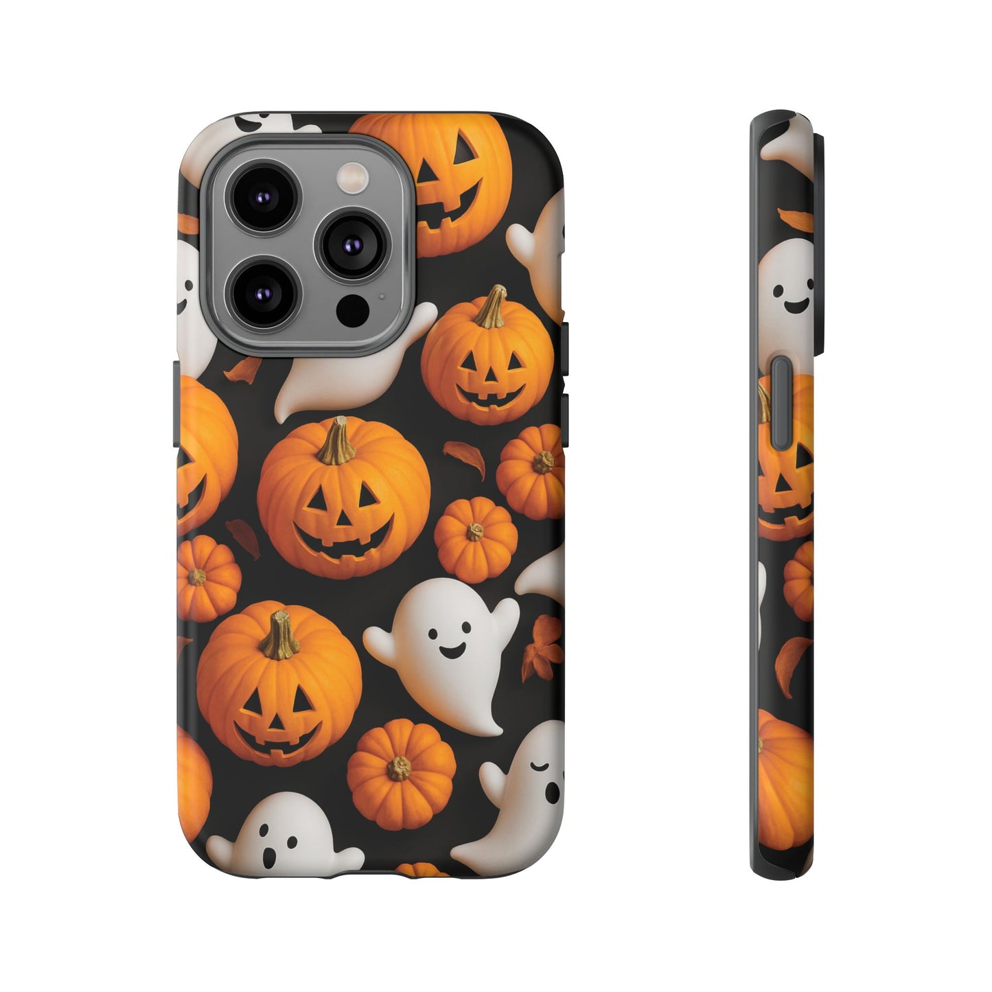 Halloween Phone Case, Spooky Ghosts and Pumpkins Design