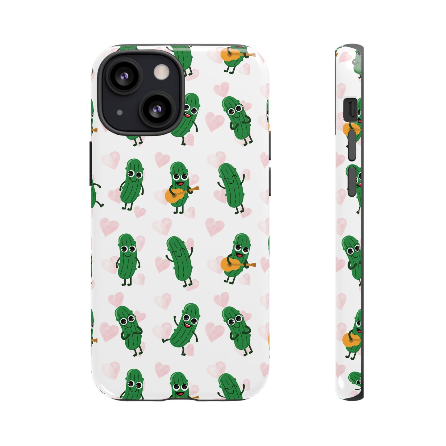 Pickle Pattern Phone Case — Cute Dancing Pickles with Hearts