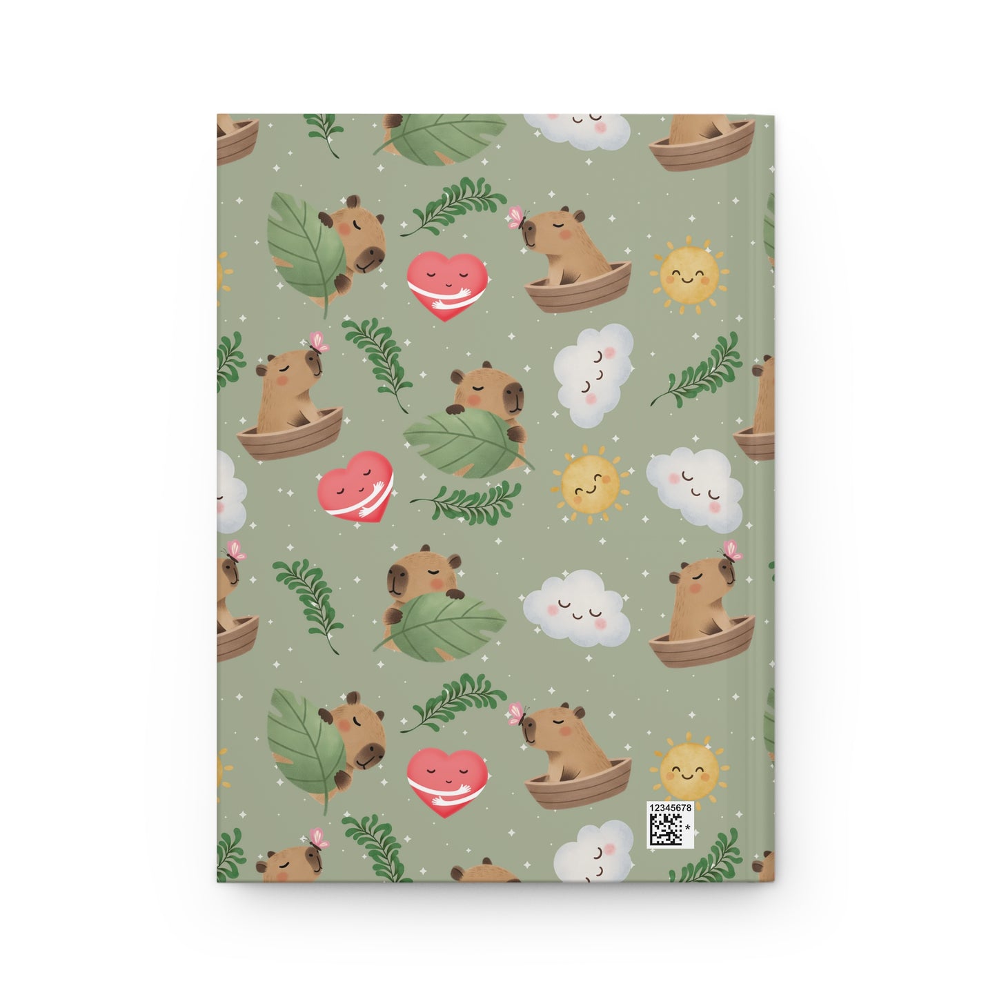 Hardcover Journal — Cute Capybara Pattern Notebook for Nature Lovers