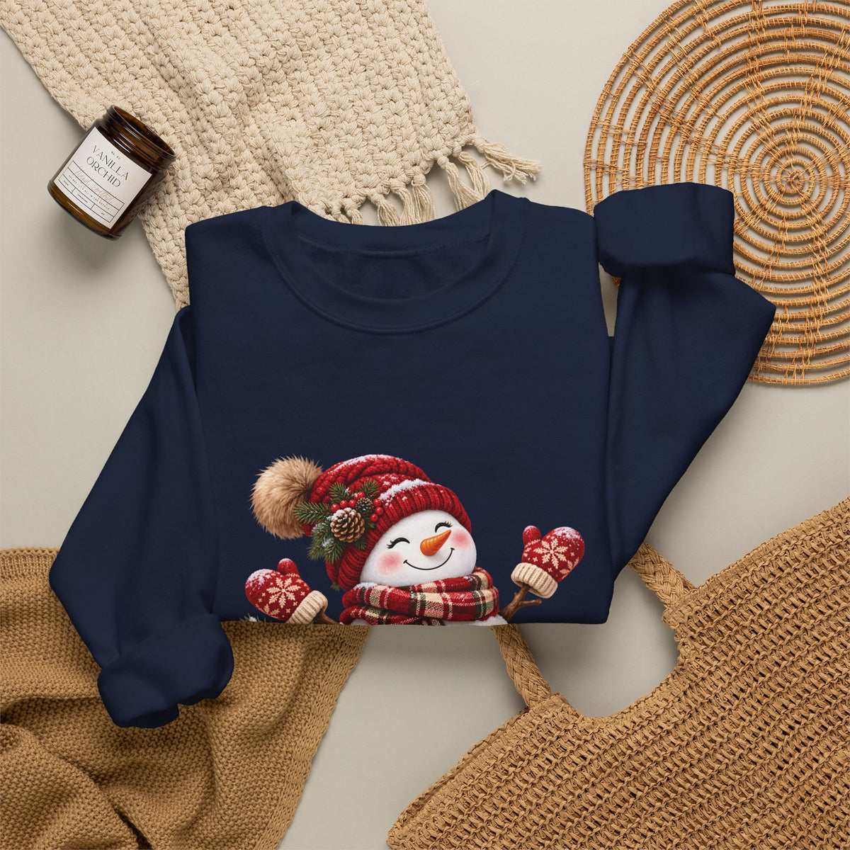 Snowman Holiday Sweatshirt - Cozy Christmas Unisex Sweatshirt