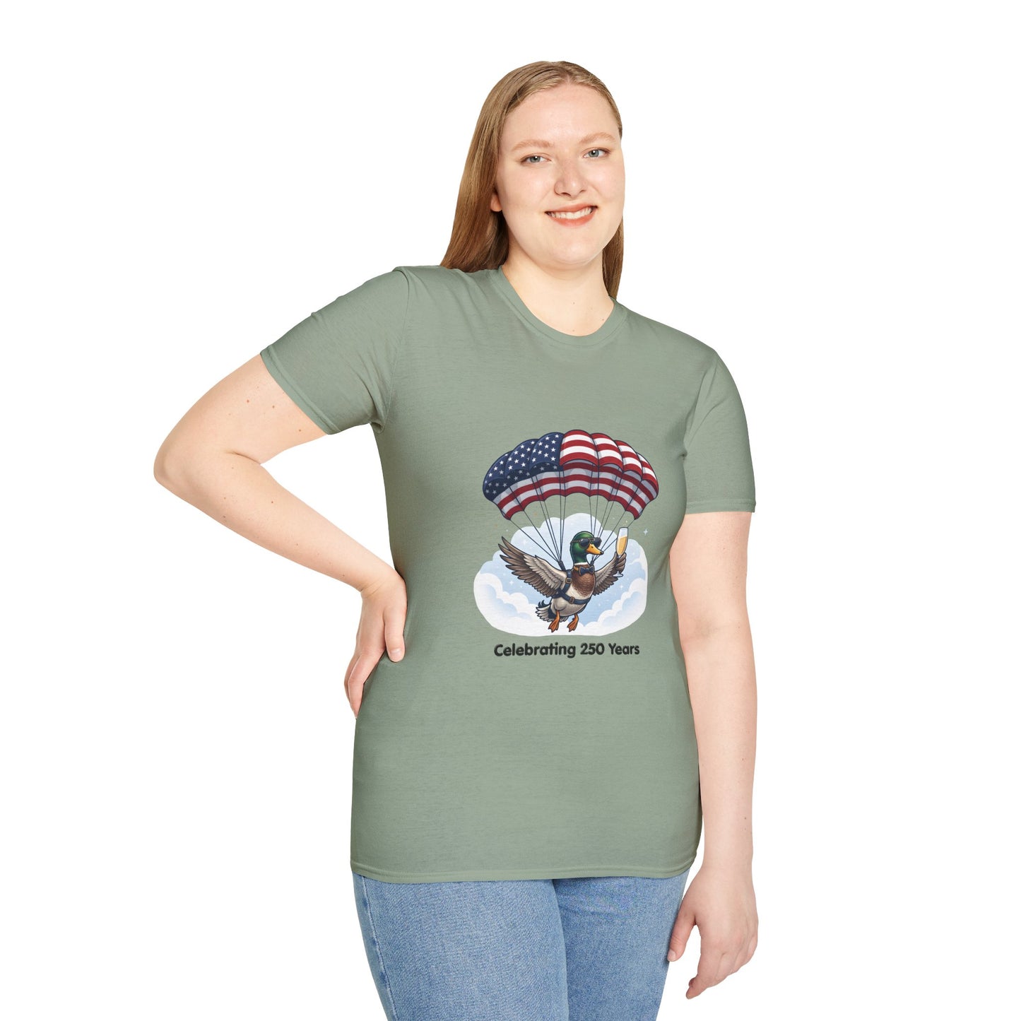 Duck Parachute T-Shirt – Celebrating 250 Years Patriotic Graphic Tee