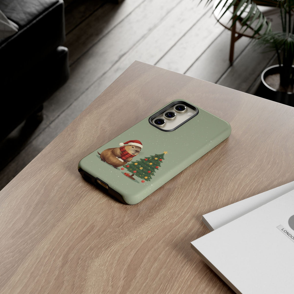 Christmas Phone Case with Capybara Design, Dual Layer Protective Case for Iphone & Samsung