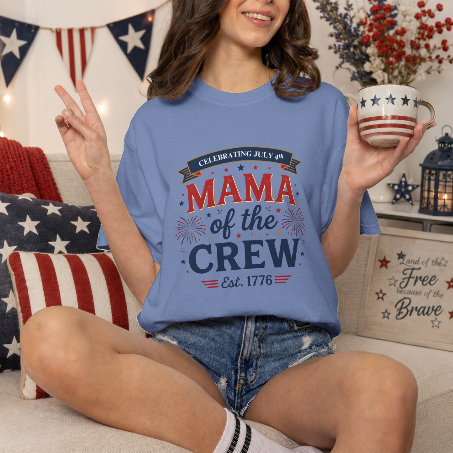 Mama of the Crew T-Shirt — Patriotic 4th of July Tee, Independence Day Shirt