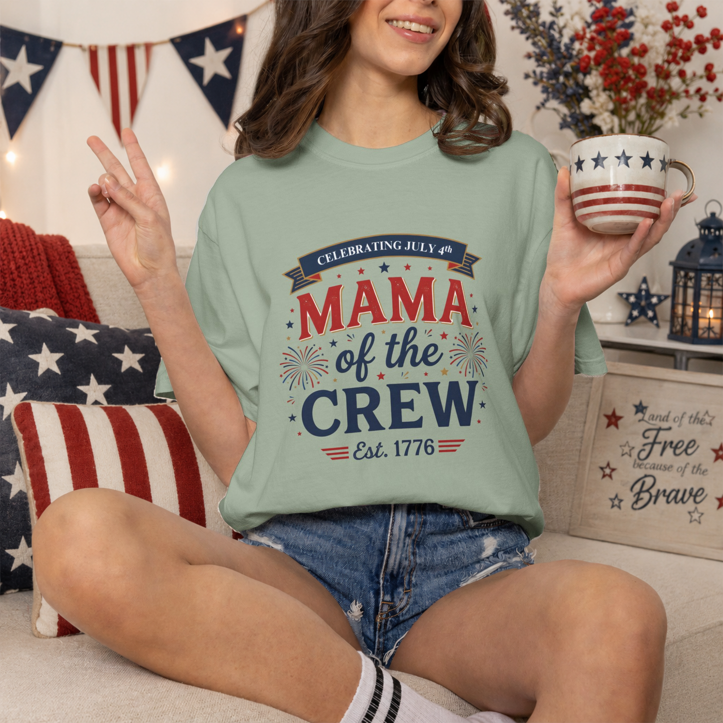 Mama of the Crew T-Shirt — Patriotic 4th of July Tee, Independence Day Shirt