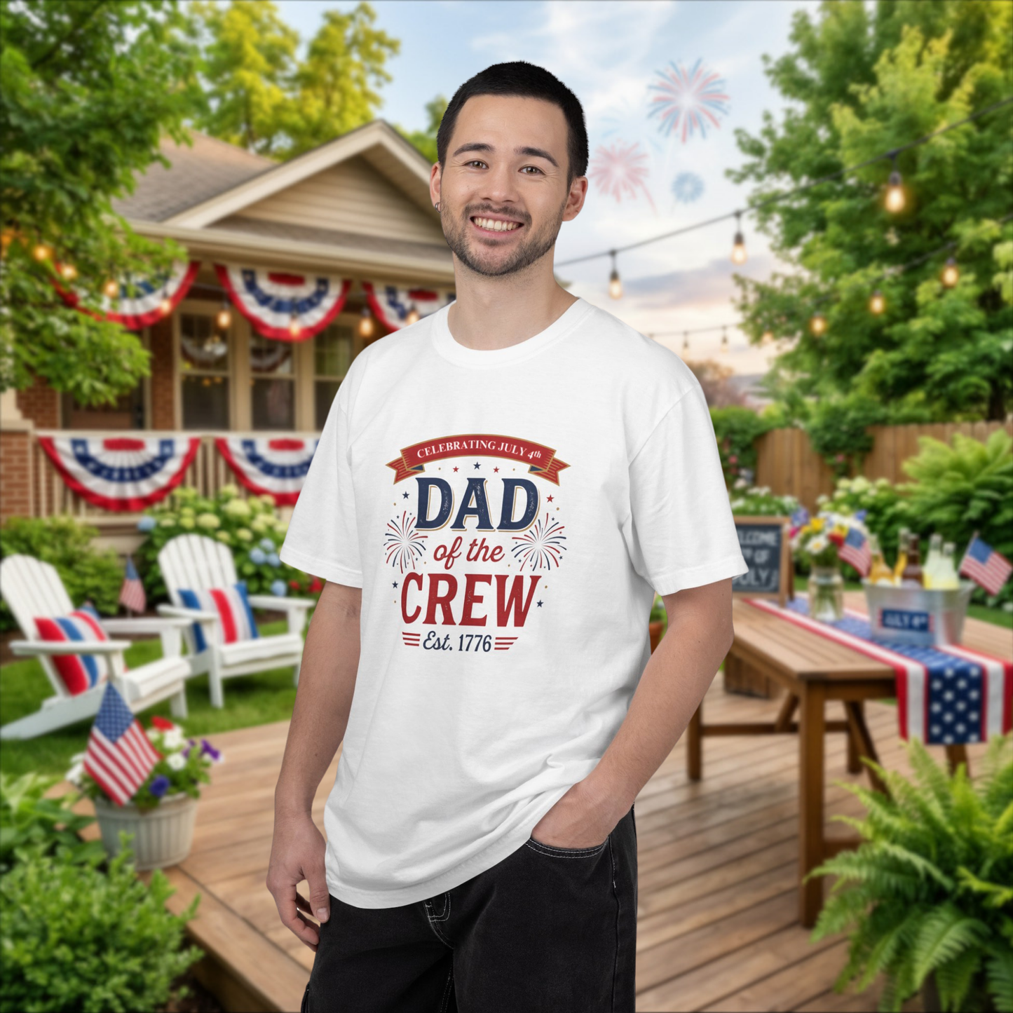 Dad of the Crew T-Shirt — Patriotic 4th of July Tee, Independence Day Shirt