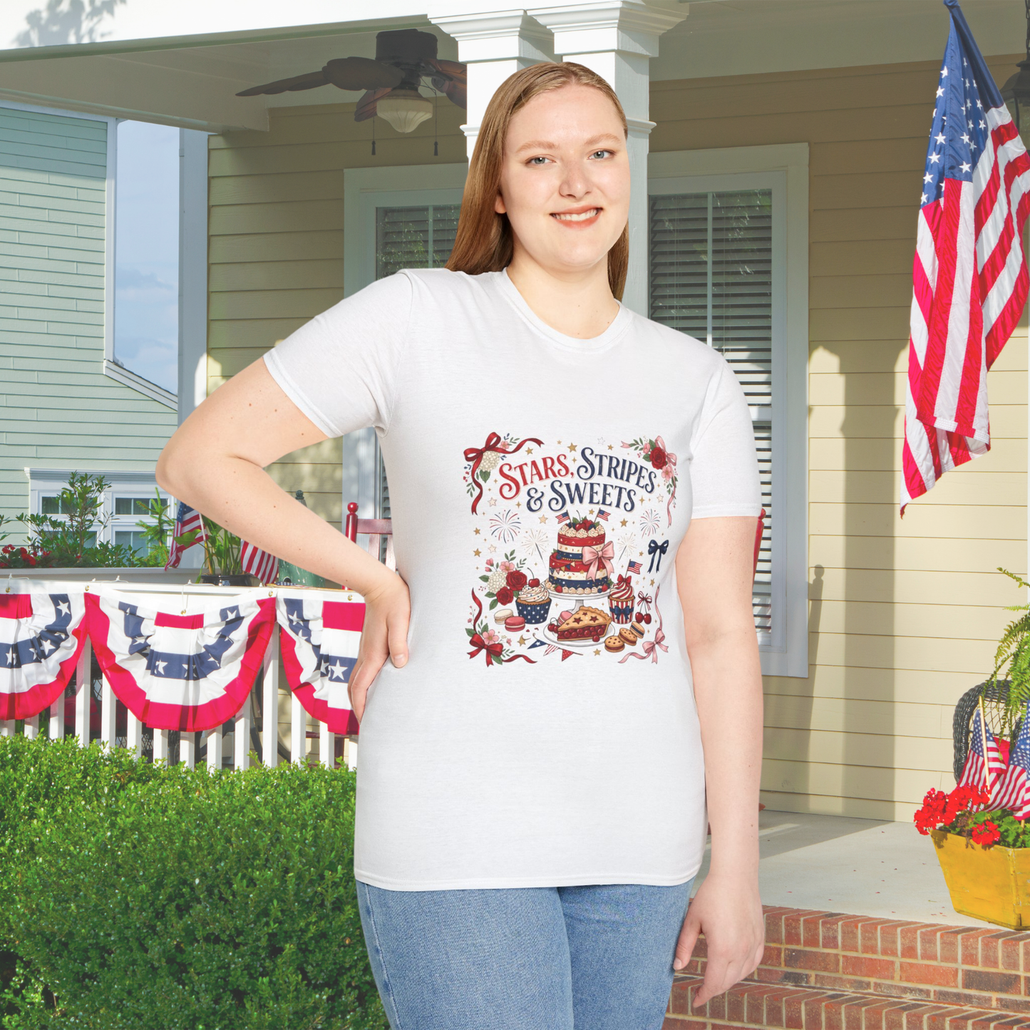 Stars, Stripes & Sweets T-Shirt — Patriotic 4th of July Dessert Graphic Tee
