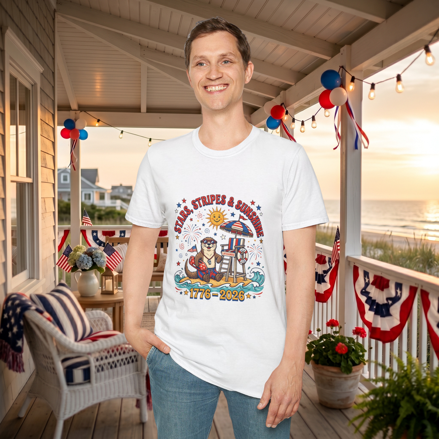 Stars, Stripes & Sunshine T-Shirt — Patriotic 1776–2026 Summer Tee, 4th of July Shirt