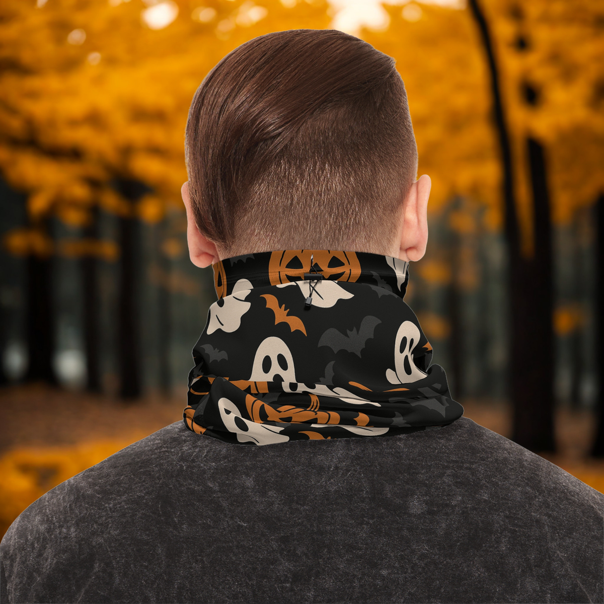 Halloween Neck Gaiter, Ghosts and Pumpkins, Spooky Accessory, Fall Fashion, Outdoor Fun, Gifts for Halloween