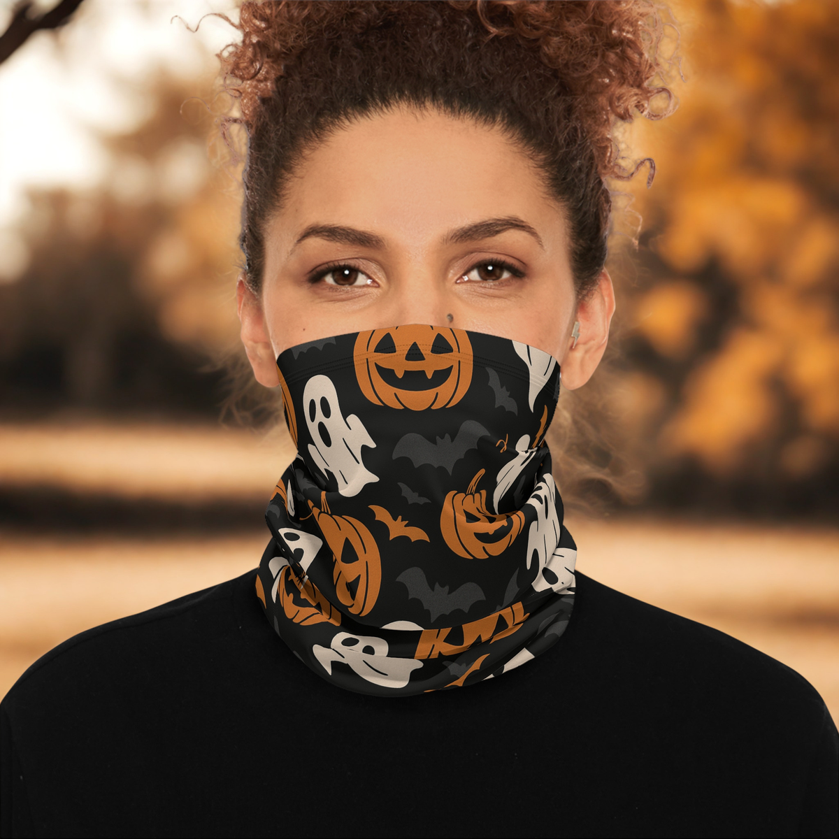 Halloween Neck Gaiter, Ghosts and Pumpkins, Spooky Accessory, Fall Fashion, Outdoor Fun, Gifts for Halloween