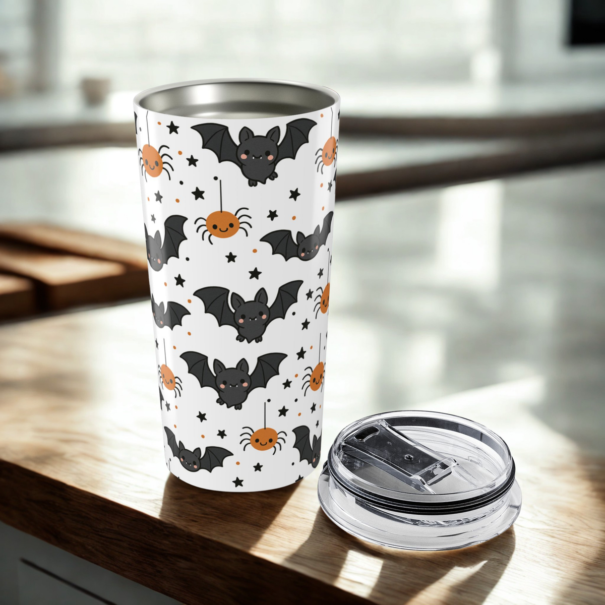 Halloween Tumbler | Cute Bat & Spider Design | Fall Decor, Party Cup