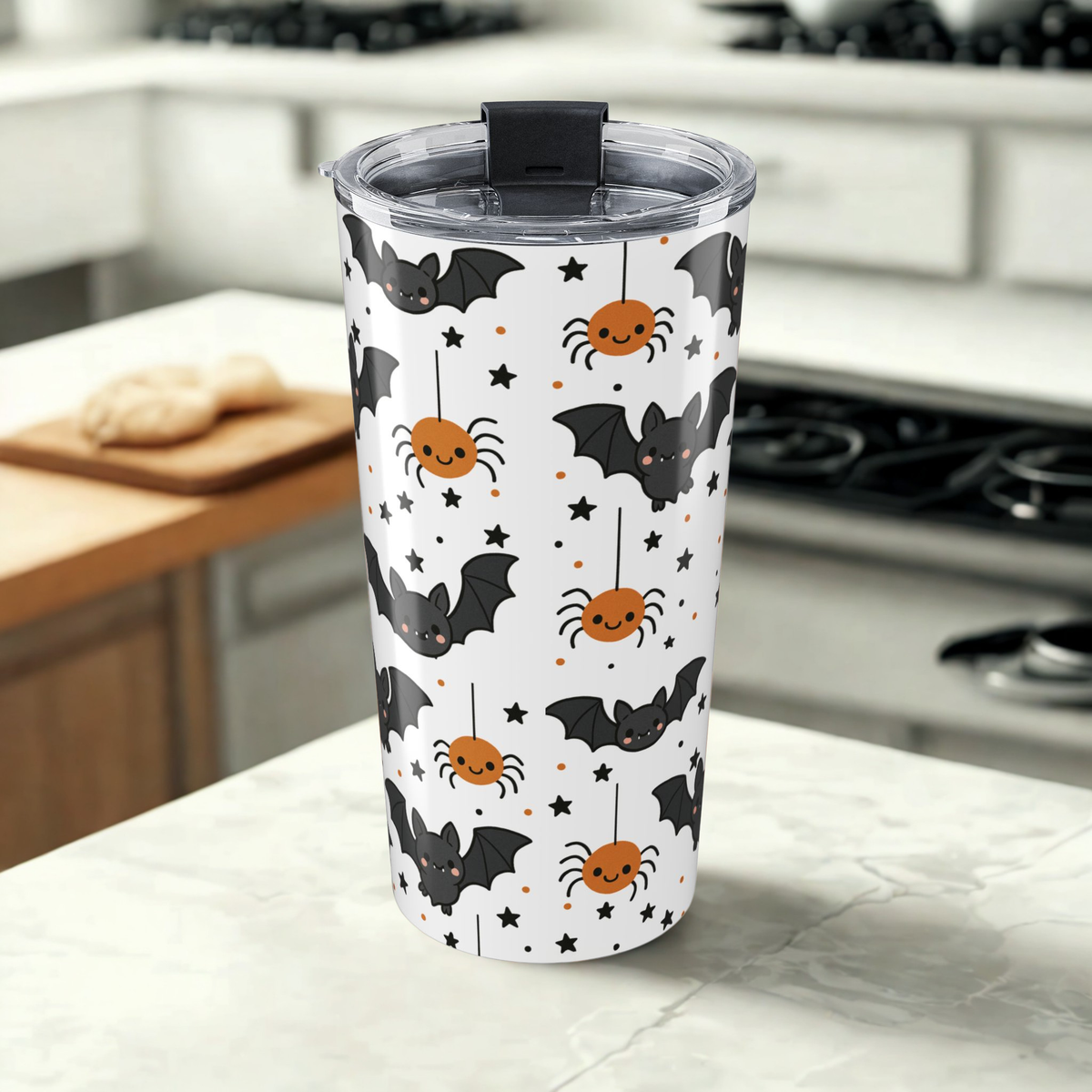 Halloween Tumbler | Cute Bat & Spider Design | Fall Decor, Party Cup