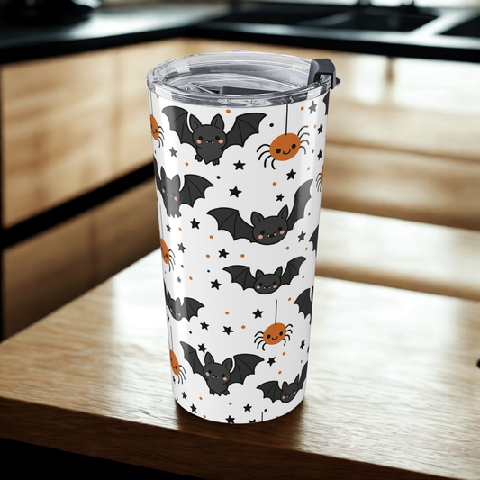 Halloween Tumbler | Cute Bat & Spider Design | Fall Decor, Party Cup