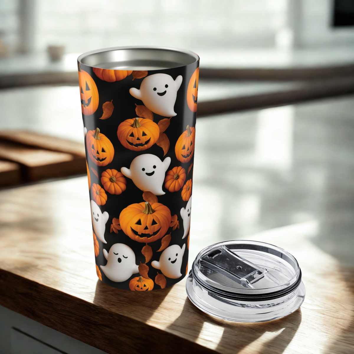 Halloween-Themed Tumbler, Spooky Coffee Cup, Halloween Party Decor