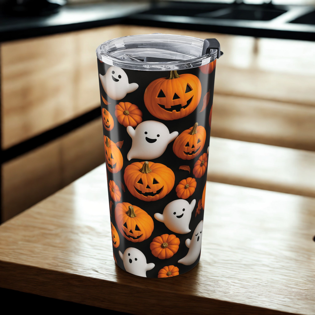 Halloween-Themed Tumbler, Spooky Coffee Cup, Halloween Party Decor