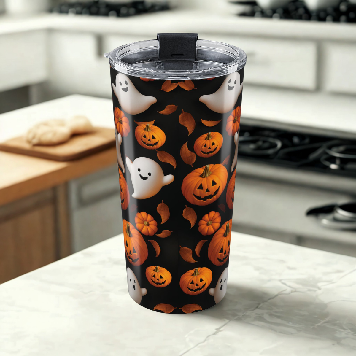 Halloween-Themed Tumbler, Spooky Coffee Cup, Halloween Party Decor